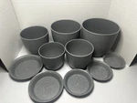Stone Grey Planters Plastic Pots Drainage Holes Saucers 5 Variety Sizes. Fixed Price $10.00.