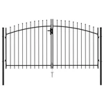 Fence Gate Double Door With Spike Top Steel 9.8'X4.9' Black. Fixed Price $275.94.