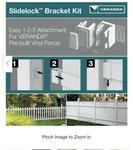 2 Pack Veranda Fence Slidelock Bracket Kit For Pre-built Panels 1000-038-441. Fixed Price $15.00.