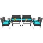 8PCS Patio Wicker Furniture Set Cushioned Chairs& Loveseat W/coffee Table Garden. Fixed Price $309.99.