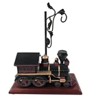Collections Etc Vintage Desktop Train Figurine Decor Lamp Post Design Wood Base. Fixed Price $16.25.