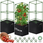 Wlleyay 3 Pack Square Tomato Cages With 17 Gallon Grow Bags, 46'' Upgraded Heavy. Fixed Price $57.03.