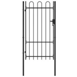 Fence Gate Single Door With Arched Top Steel 39.4"X68.9" Black. Fixed Price $270.79.