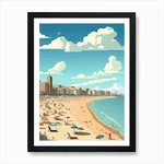 Brighton Beach, England, Flat Illus Framed Wall Art Poster Canvas Print Picture. Fixed Price $46.98.