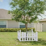 Vinyl Corner Picket White Garden Yard Fence Panel Ashley Scalloped Accent. Fixed Price $1271.99.