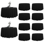 Leqee 10-PACK 132" Round Black Polyester Tablecloth Stain Wrinkle Resistant. Fixed Price $206.40.