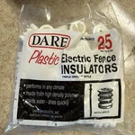 Dare Plastic Electric Fence Insulators Triple Groove Style 25 Per Bag With Nails. Fixed Price $13.59.