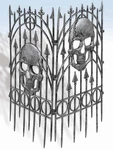 2-PIECE Silver Skull Plastic Halloween Decor 3-FT Fence. Fixed Price $27.99.