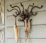 Garden Tool Vintage Victorian Cast Iron Swing Arm Wall Coat Hat 15-HOOKS Hanger. Fixed Price $49.85.
