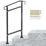 Outdoor Stair Railing, Fit 1 2 Steps Wrought Iron Handrail, Adjustable Front. Fixed Price $65.70.