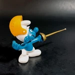 Super Smurf Fencer Fencing Sword Yellow Face Guard 1979 Peyo Schleich Pvc Figure. Fixed Price $24.00.