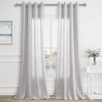 Aersas Silver 96" Linen Curtains Sliding Door Living Room Grommet Neutral Semi-s. Fixed Price $83.32.