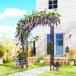 Outsunny Garden Arch, Trellis With Extended Top, Black. Fixed Price $59.99.