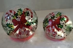 Pair Of 2 Lighted Candy Cane Holiday Crackle Glass Balls By Collections Inc. Fixed Price $18.56.
