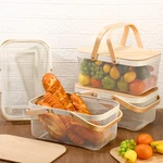 Jingmore 4 Pcs Harvest Garden Metal Mesh Picnic Baskets Wooden Handle. Fixed Price $132.78.