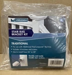 Veranda White Vinyl Traditional Stair Rail Bracket Kit, 4 Piece 73019000. Fixed Price $19.99.