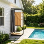 Weatherproof Outdoor Shower Enclosure With Metal Frame, Privacy Stall. Fixed Price $189.89.