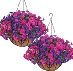 Artificial Hanging Flowers Plants Basket For Outdoors Indoor, 2 Set Faux Silk Pu. Fixed Price $81.99.