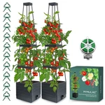 Mymulike 2 Pack Raised Garden Bed Planter Box With Trellis, 58 Tomato Cage. Fixed Price $41.17.
